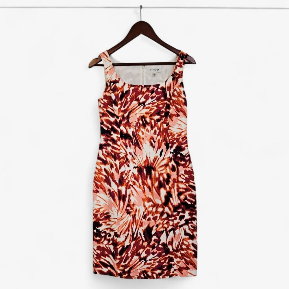 St. John Collection Cotton Silk Blend Color Splash Scoop Neck Shift Dress 2